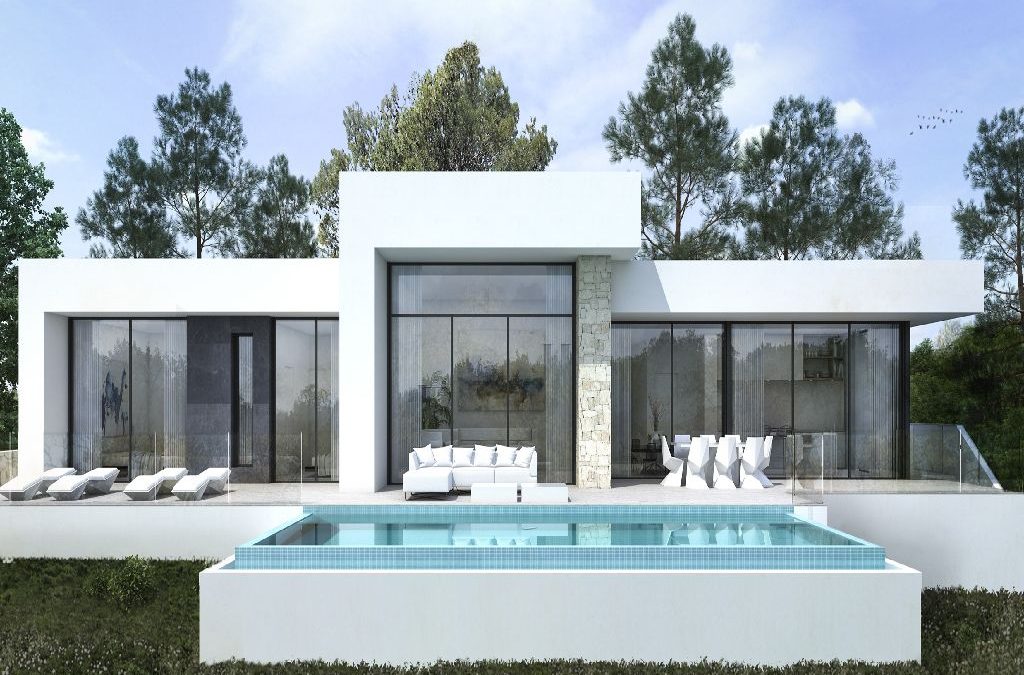 New build villa project in Calpe on 1 level with pool and garden 415.000 €
